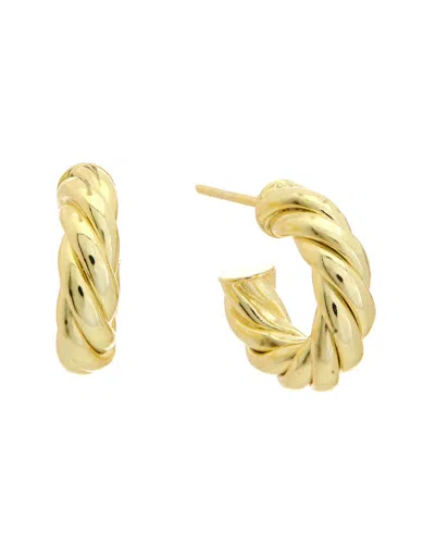 Argento Vivo 14k Plated Twisted Hoops In Gold
