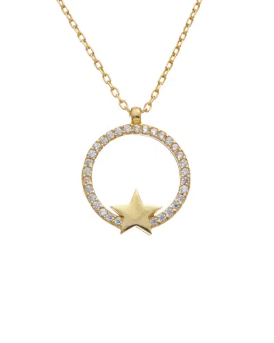 Argento Vivo 18k Cz Large Star Circle Necklace In Gold