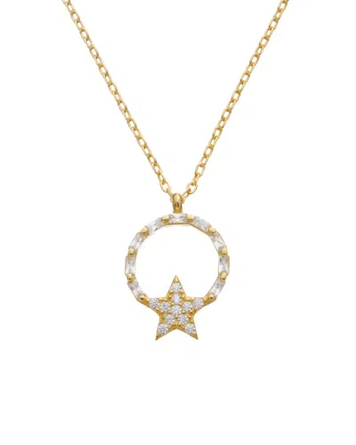 Argento Vivo 18k Cz Star Circle Necklace In Gold