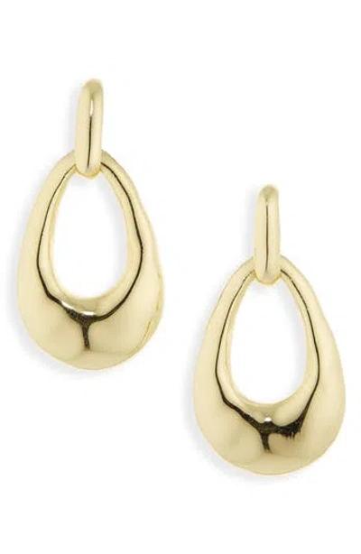 Argento Vivo 18k Gold Plated Hammered Oval Drop Earrings