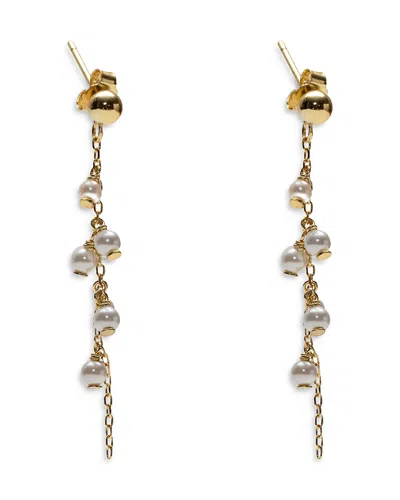 Argento Vivo 18k Gold Plated Sterling Silver Delicate Pearl Linear Drop Earrings