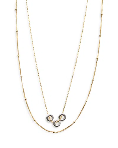 Argento Vivo 18k Gold Plated Sterling Silver Ring Pendant Layered Necklace, 18 In Gold/sil