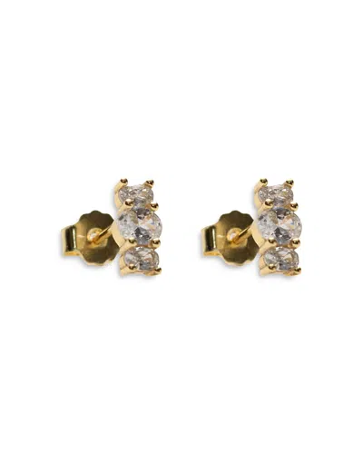 Argento Vivo 18k Gold Plated Triple Cubic Zirconia Stud Earrings