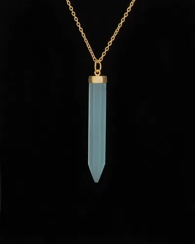 Argento Vivo 18k Over Silver Aqua Chalcedony Necklace In Blue