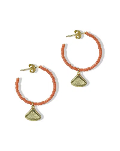 Argento Vivo 18k Over Silver Hoops In Orange