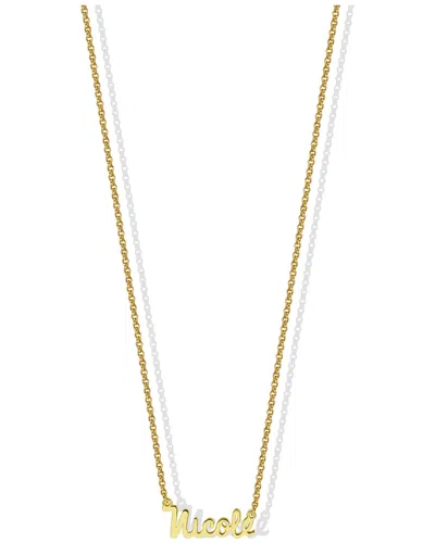 Argento Vivo 18k Over Silver Nicole Script Necklace In Gold