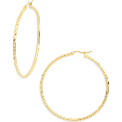 Argento Vivo 50mm Diamond Cut Hoop Earrings In Gold