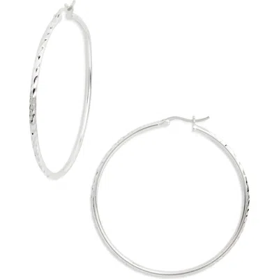 Argento Vivo 50mm Diamond Cut Hoop Earrings In Silver