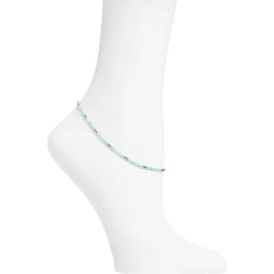 Argento Vivo Aqua Stone Beaded Anklet