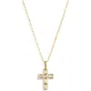 Argento Vivo Baguette Cubic Zirconia Mini Cross Pendant Necklace In Gold
