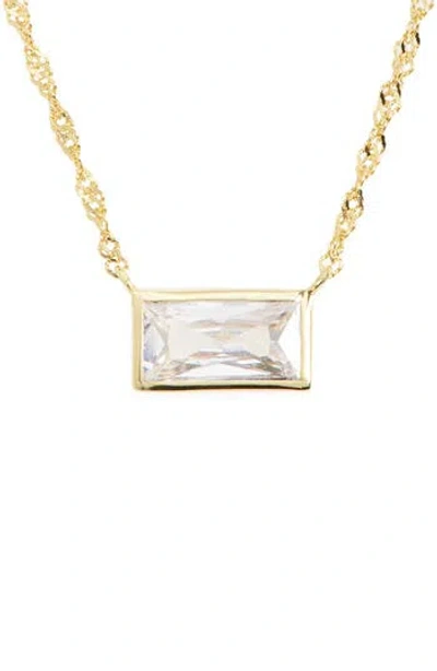 Argento Vivo Baguette Cubic Zirconia Pendant Necklace In Gold