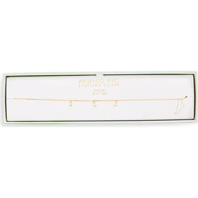 Argento Vivo Baguette Drop Station Anklet In Gold