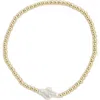Argento Vivo Baroque Pearl Beaded Stretch Bracelet In Gold