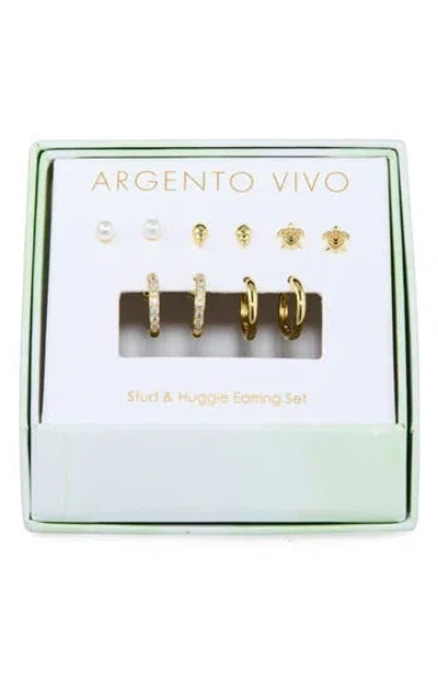 Argento Vivo Beach Set Of 5 Assorted Stud & Hoop Earrings In Gold