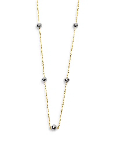 Argento Vivo Bead Station Necklace In Two Tone Sterling Silver, 16-18 In Gold