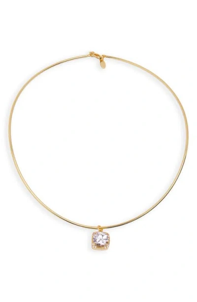 Argento Vivo Bezel Cubic Zirconia Pendant Necklace In Gold