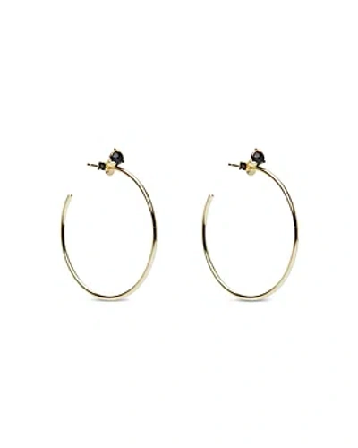 Argento Vivo Black Cubic Zirconia Stud Hoop Earrings In Gold