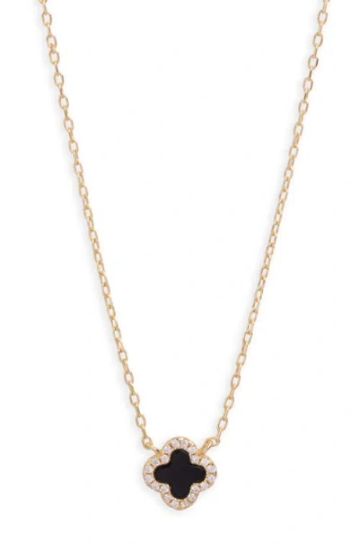 Argento Vivo Black Onyx Clover Pendant Necklace In Gold