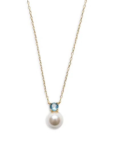 Argento Vivo Blue Cubic Zirconia & Cultured Freshwater Pearl Necklace In 18k Gold Plated Sterling Silver, 18