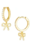 Argento Vivo Cross Dangle Twist Huggie Hoop Earrings In Gold