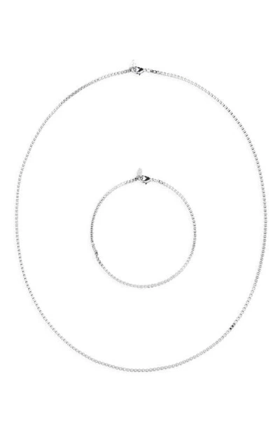 Argento Vivo Box Chain & Bracelet Set In Gray