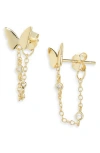 Argento Vivo Butterfly Chain Front/back Earrings In Gold