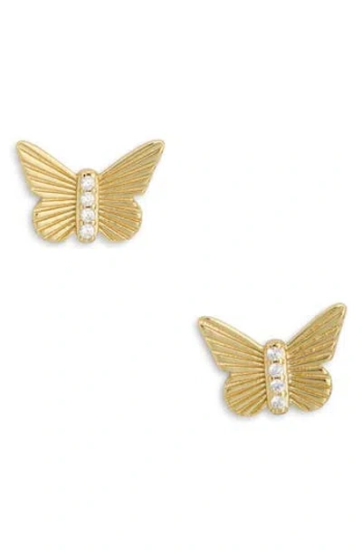 Argento Vivo Butterfly Cubic Zirconia Sunburst Stud Earrings In Gold