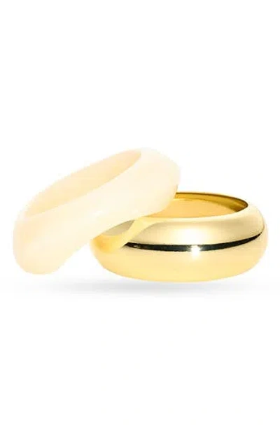 Argento Vivo Chunky Set Of 2 Assorted Bangle Bracelets In Gold