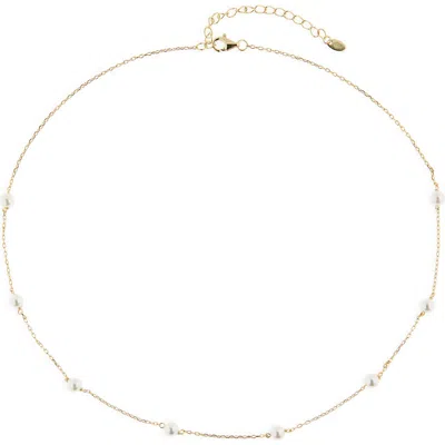 Argento Vivo Classic Faux Pearl Station Necklace In Gold