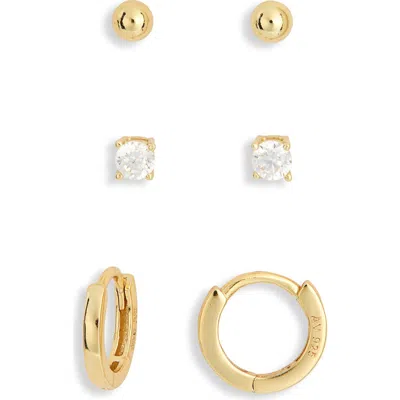 Argento Vivo Classic Hoop & Stud Earrings Set In Gold