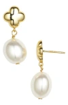 Argento Vivo Clover Faux Pearl Drop Earrings In Gold
