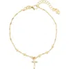 Argento Vivo Cross Charm Beaded Chain Bracelet In Gold