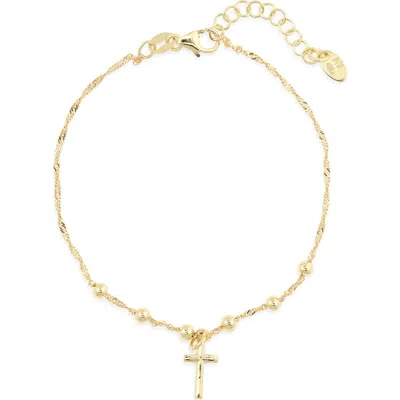 Argento Vivo Cross Charm Beaded Chain Bracelet In Gold