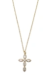 Argento Vivo Cross Cubic Zirconia Pendant Necklace In Gold