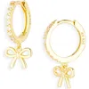 Argento Vivo Cross Dangle Twist Huggie Hoop Earrings