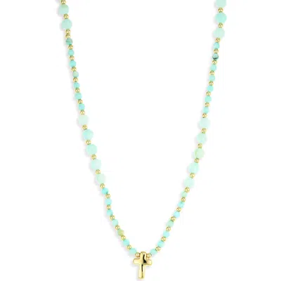 Argento Vivo Cross Necklace In Green