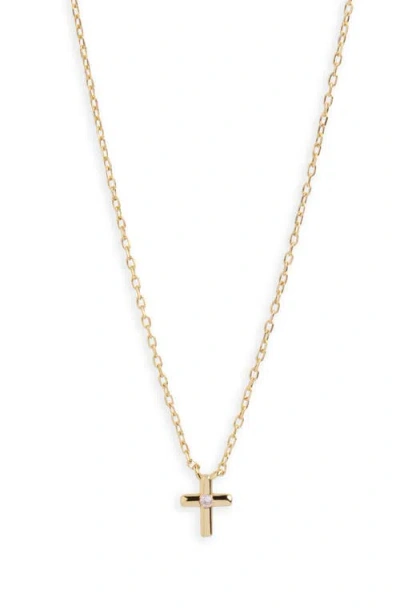 Argento Vivo Cross Pendant Cubic Zirconia Necklace In Gold