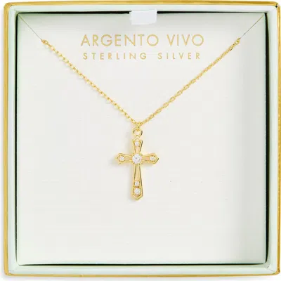 Argento Vivo Cross Pendant Necklace In Gold