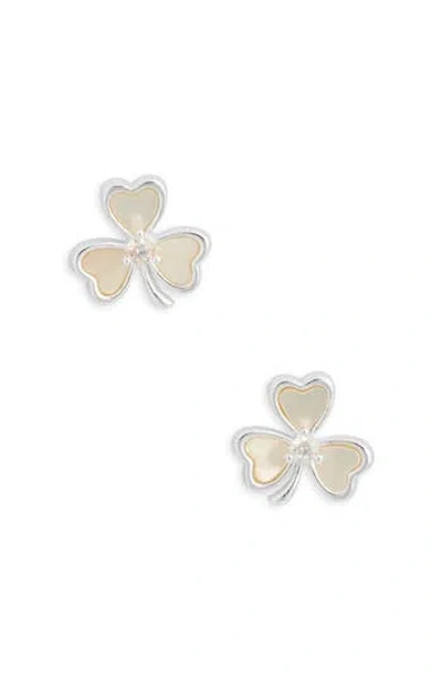 Argento Vivo Crystal & Mother-of-pearl Clover Stud Earrings In Metallic