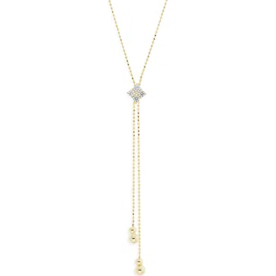 Argento Vivo Cubic Zirconia Ball Chain Bolo Necklace In Gold
