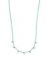 Argento Vivo Cubic Zirconia Bezel Charm Amazonite Beaded Statement Necklace In 18k Gold Plated Sterling Silver, 1 In Blue/gold