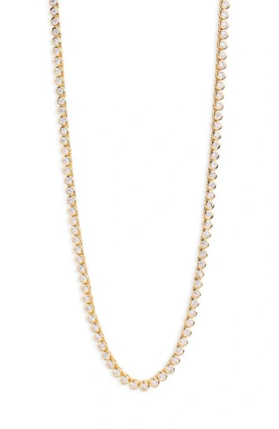 Argento Vivo Cubic Zirconia Bezel Tennis Necklace In Gold