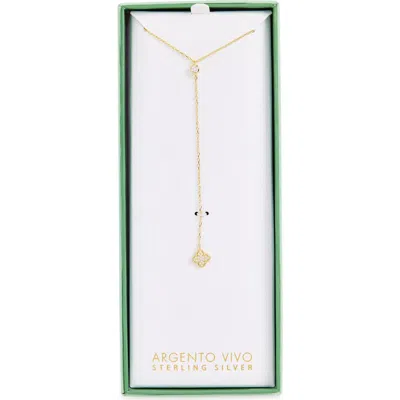Argento Vivo Cubic Zirconia Clover Y-necklace In Gold
