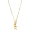Argento Vivo Cubic Zirconia Cross & Faith Charm Necklace In Gold