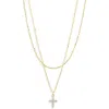 Argento Vivo Cubic Zirconia Cross Pendant Layered Necklace In Gold