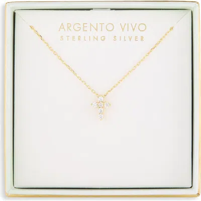 Argento Vivo Cubic Zirconia Cross Pendant Necklace In Gold