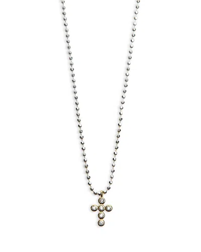 Argento Vivo Cubic Zirconia Cross Pendant Necklace In Sterling Silver & 18k Gold Plated Sterling Silver, 16-18