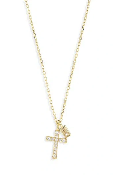 Argento Vivo Cubic Zirconia Cross Pendant Necklace In Red