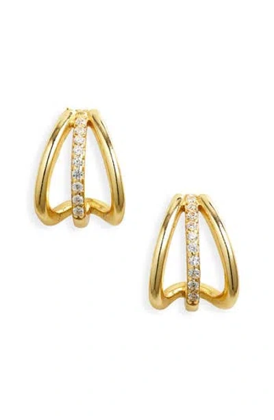 Argento Vivo Cubic Zirconia Cutout Huggie Hoop Earrings In Gold