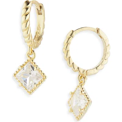 Argento Vivo Cubic Zirconia Drop Twisted Huggie Hoop Earrings In Gold